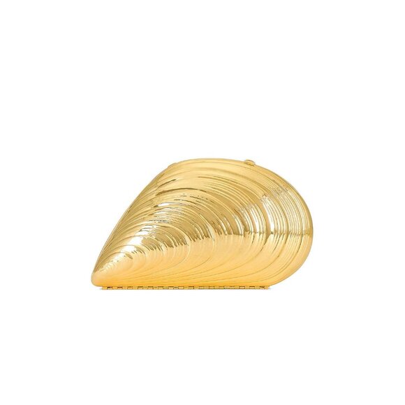 Bridget Oyster Shell Clutch in Gold Womens Bag Shoulder - Picture 4 of 14